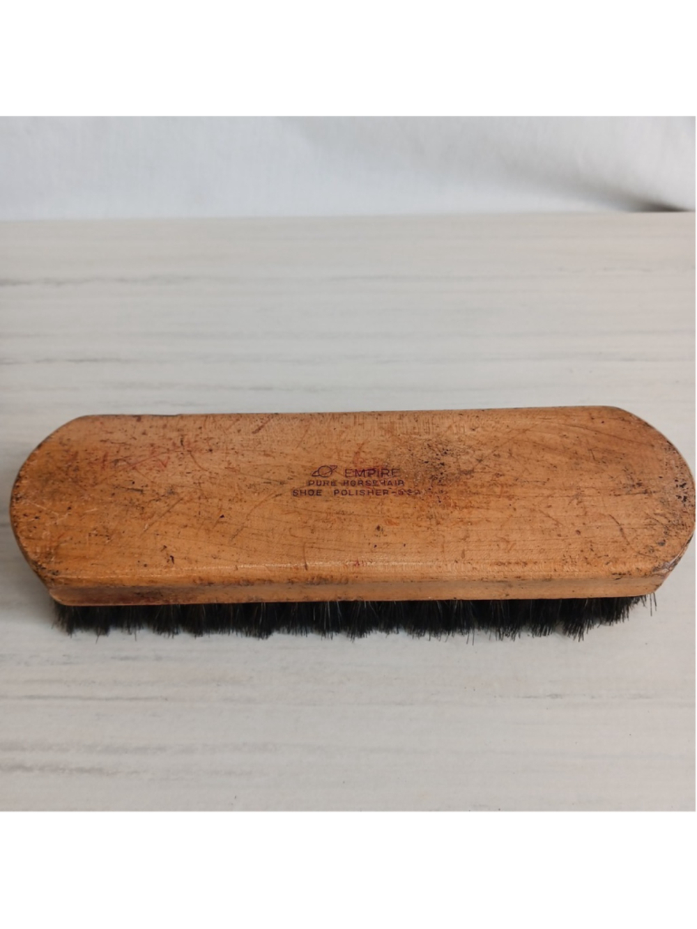 Vintage Empire Pure Horsehair Shoe Shine Polisher Brush Wood USA